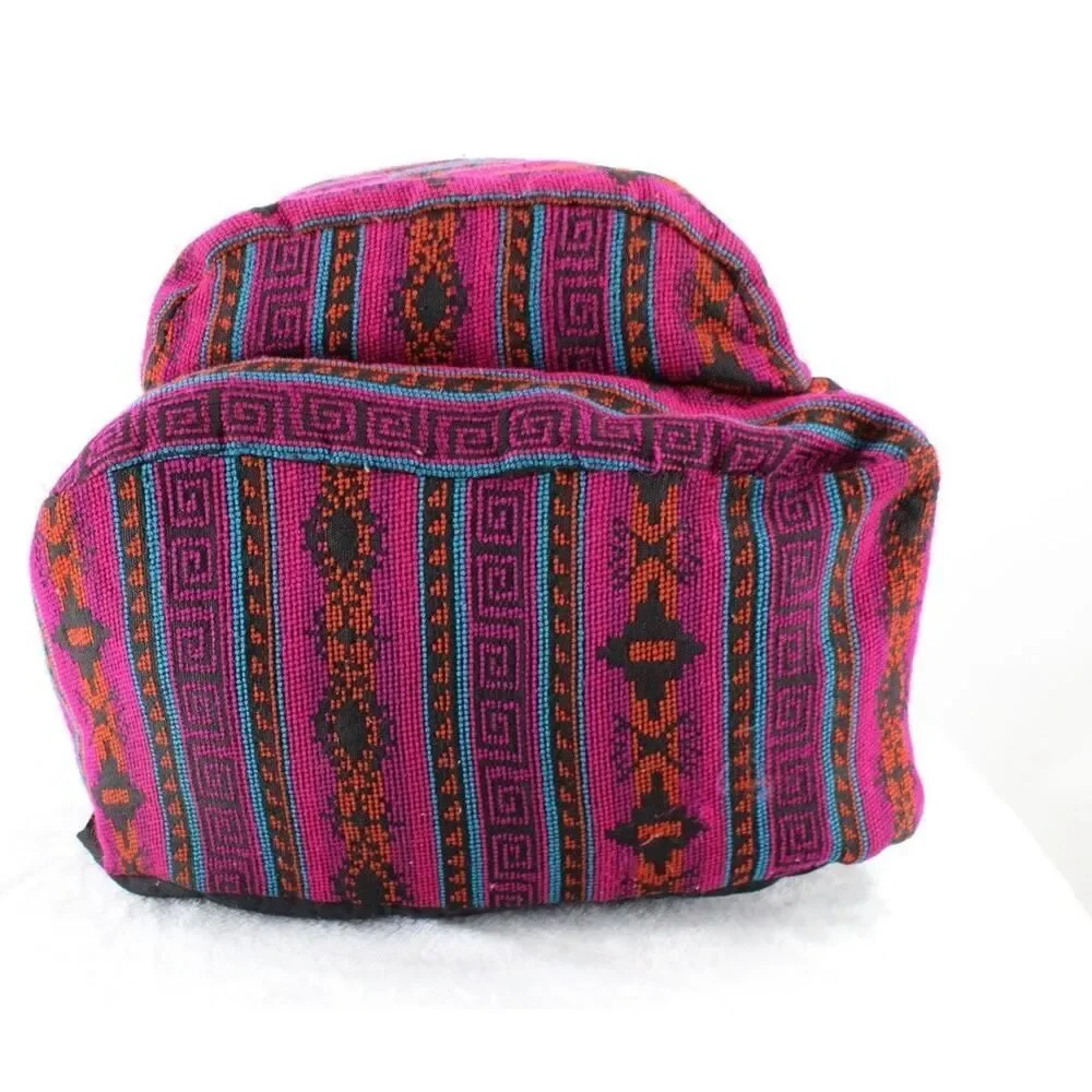 Mexican Blanket Multicolor Woven Backpack Hippie Boho Bag Fiesta Festival Nice!